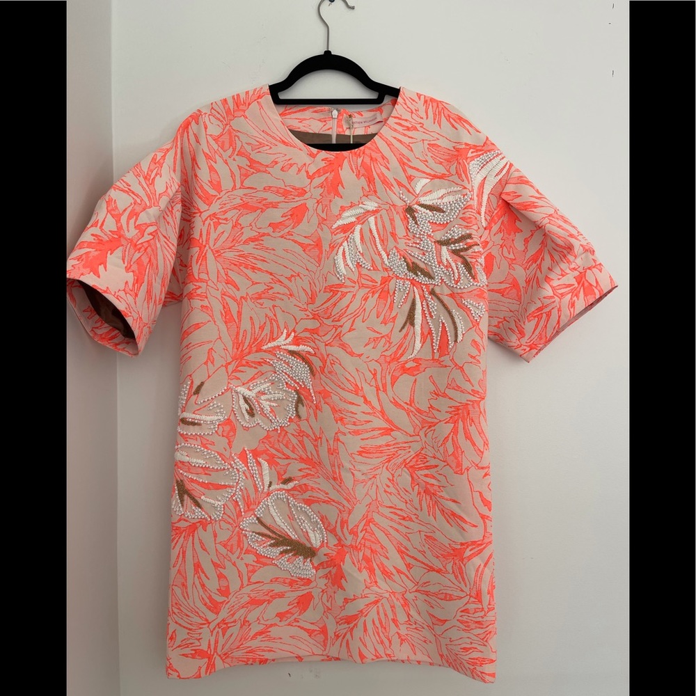 matthew williamson orange & white beaded dress